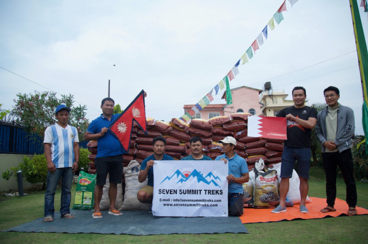 Royal Guard Team Of Bahrain provides edibles to mountain guides and others staffs through Seven Summit Treks